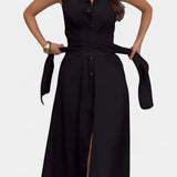 Meryl Vestido Camisero con Botones y Lazo Ajustable