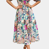 Georgina Vestido Midi Floral con Escote en V