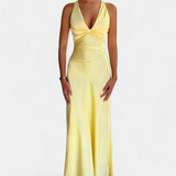 Dolores Vestido Elegante con Cintura Torcida y Escote en V