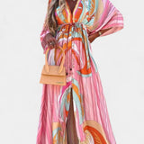 Joelle Vestido Maxi Arcoíris con Escote en V y Manga Murciélago