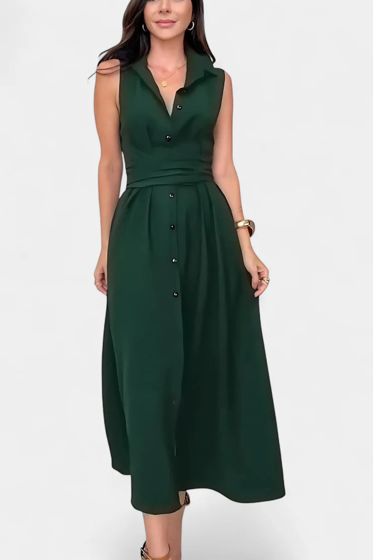 Meryl Vestido Camisero con Botones y Lazo Ajustable