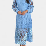 Jovie Vestido Midi de Encaje Bordado con Cuello Alto