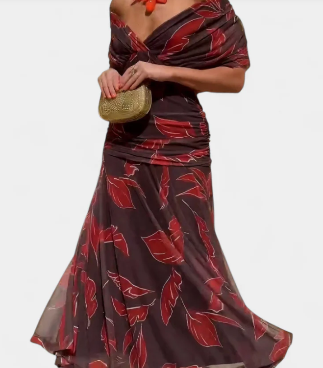 ALONDRA VESTIDO LARGO CON ESTAMPADO FLORAL FANTASÍA Y ESCOTE EN V