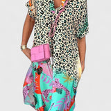 Gala Vestido Boho Casual con Estampado de Leopardo y Escote en V