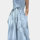 Dezi Vestido Largo Sin Tirantes con Cordones Laterales Ajustables