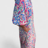 Carmina Vestido Maxi Bohemio con Escote en V y Estampado Abstracto