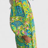 Carmina Vestido Maxi Bohemio con Escote en V y Estampado Abstracto