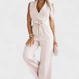 Montserrat Mono Elegante sin Mangas con Lazo y Caída Fluida