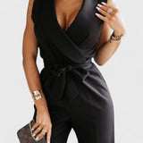 Montserrat Mono Elegante sin Mangas con Lazo y Caída Fluida