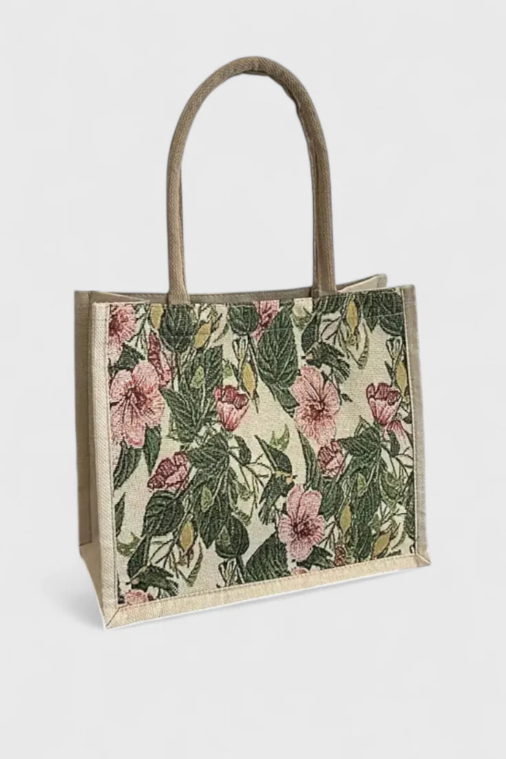 Taila Bolsa de Yute con Estampado Floral y Diseño Ecológico