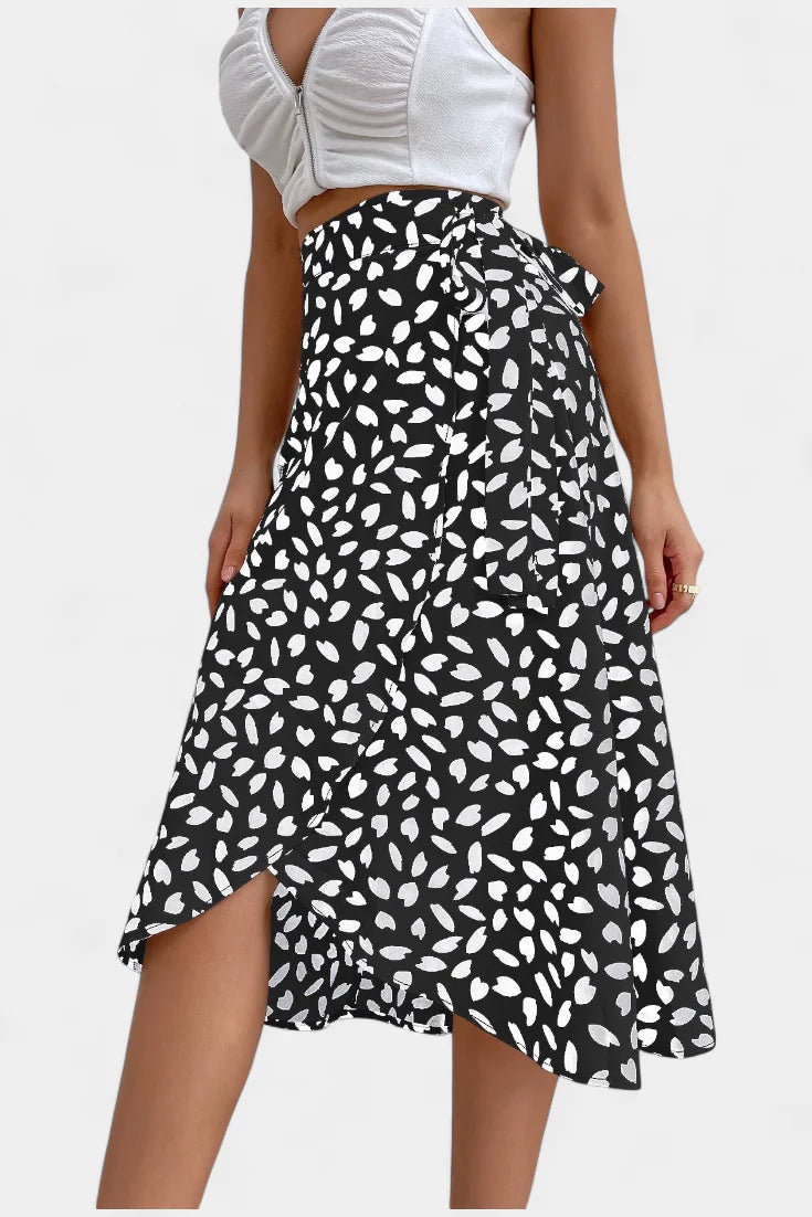 Camila Falda Envolvente Boho con Estampado Asimétrico