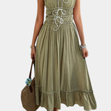 Luz Vestido A-Line Strappy con dobladillo rizado