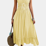 Luz Vestido A-Line Strappy con dobladillo rizado