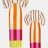 Alison Vestido Suave con Escote Frontal y Mangas Abullonadas