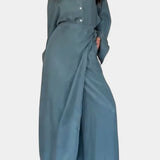 MARISOL CONJUNTO CASUAL DE CAMISA SUELTA Y PANTALÓN FALDA