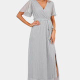 Esperanza Vestido Maxi Envolvente con Mangas de Volante