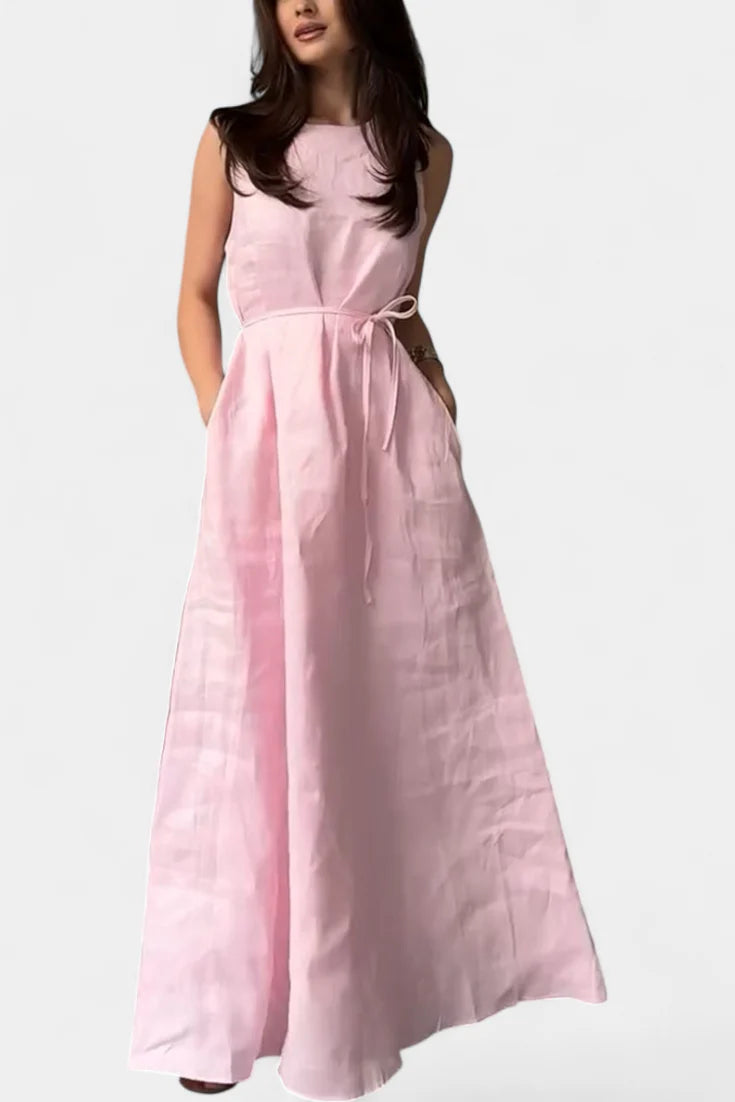 Rosetta Vestido Suave sin Mangas con Lazo Ajustable