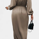 Giada Vestido Largo Elegante con Escote en V y Abertura Lateral