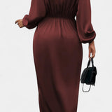 Giada Vestido Largo Elegante con Escote en V y Abertura Lateral