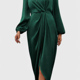 Giada Vestido Largo Elegante con Escote en V y Abertura Lateral