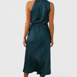 Rina Vestido Elegante de Cuello Halter Drapeado