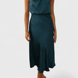 Rina Vestido Elegante de Cuello Halter Drapeado