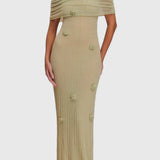 Barbara Vestido Maxi de Punto Off-Shoulder