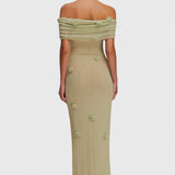 Barbara Vestido Maxi de Punto Off-Shoulder