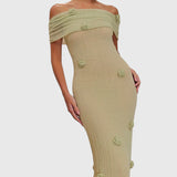 Barbara Vestido Maxi de Punto Off-Shoulder