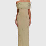 Barbara Vestido Maxi de Punto Off-Shoulder