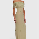 Barbara Vestido Maxi de Punto Off-Shoulder