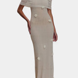 Barbara Vestido Maxi de Punto Off-Shoulder