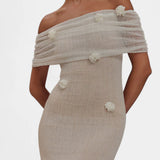 Barbara Vestido Maxi de Punto Off-Shoulder