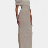 Barbara Vestido Maxi de Punto Off-Shoulder
