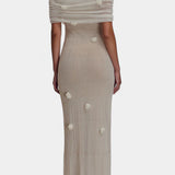 Barbara Vestido Maxi de Punto Off-Shoulder