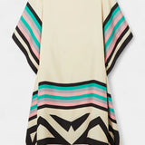 Elenora Caftán Geométrico de Corte Amplio con Tejido Butterfly Mesh