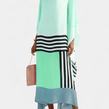 Elenora Caftán Geométrico de Corte Amplio con Tejido Butterfly Mesh