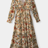Keti Vestido Maxi Floral con Mangas Largas y Volantes Delicados