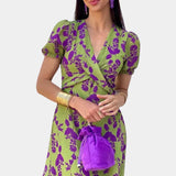 Elara Vestido Maxi con Nudo Frontal y Estampado Floral Delicado