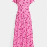 Amara Vestido Maxi Floral con Escote en V y Mangas Aladas