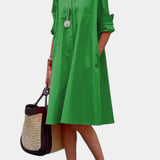 Larissa Vestido en Algodón con Cuello de Solapa