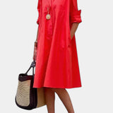 Larissa Vestido en Algodón con Cuello de Solapa