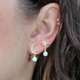 Pendientes de Luna y Estrella en Oro