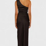 Josefa Vestido de Un Hombro con Pliegues y Alta Abertura