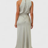 Rina Vestido Elegante de Cuello Halter Drapeado