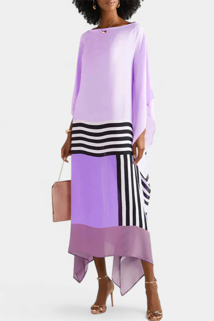 Elenora Caftán Geométrico de Corte Amplio con Tejido Butterfly Mesh