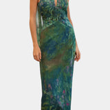 Moana Vestido en Chiffon con Estampado Inspirado en Monet