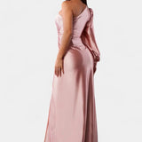 Charlotte Vestido Asimétrico Drapado de Un Hombro
