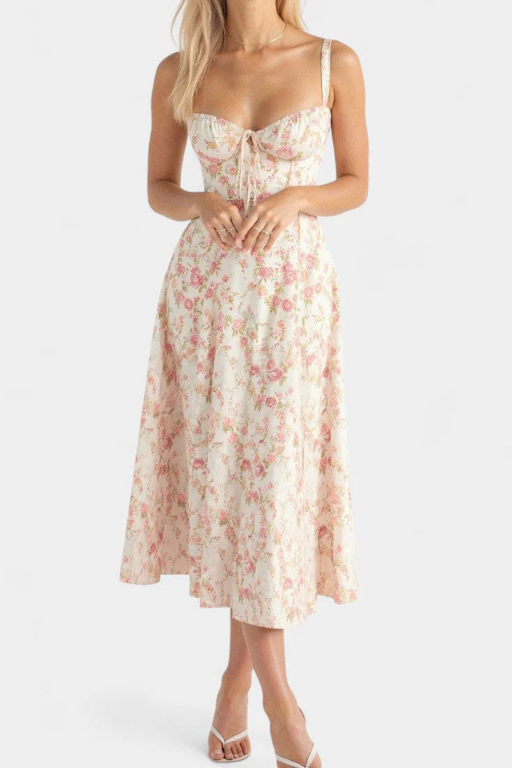 Flora Vestido Midi A-Line con Corsé