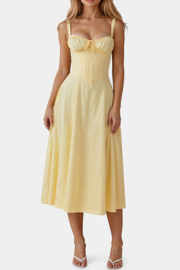 Flora Vestido Midi A-Line con Corsé